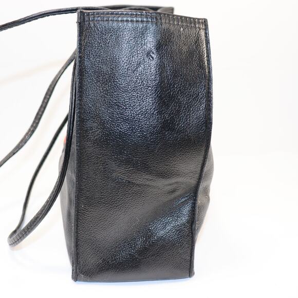 Harley-Davidson Black Leather Shoulder Tote Bag Logo Front - Picture 4 of 7